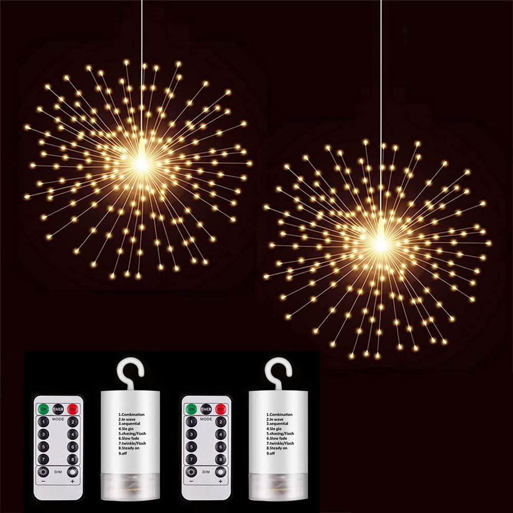 PXBNIUYA 2 Pack Starburst Sphere Lights,200 LLED Firework Lights Timer