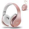 ZIHNIC Bluetooth Headphones Over-Ear, Foldable Wireless and Wired Stereo Headset Micro SD/TF, FM for Cell Phone,PC,Soft Earmuffs &Light Weight for Prolonged Wearing(Rose Gold) view 1