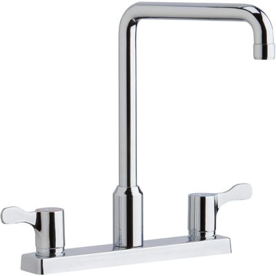 Elkay LKD2442C Exposed Deck Mount Faucet with Arc Spout and Lever Handles, Chrome