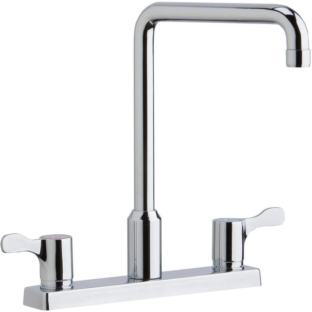 Elkay LKD2442C Exposed Deck Mount Faucet with Arc Spout and Lever Handles, Chrome