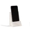 White Marble Desktop Phone/Tablet Cradle with a Pass-Thru Hole for Charging Cable. view 1