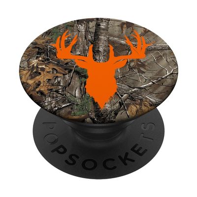 Deer Buck Hunting Men Women Orange Brown Camouflage PopSockets PopGrip: Swappable Grip for Phones & Tablets PopSockets Adhesive PopGrip