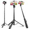 BZE 62 inches Extendable Selfie Stick Tripod with Wireless Remote & Phone Holder, Portable Aluminum Alloy 3 in 1 Stand for Group Photos, Vlogging & Travel Compatible with All Smartphones view 1