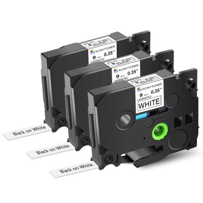 KCMYTONER 9mm (3/8") x 8m Compatible for Brother TZe-221 TZ221 TZe221 TZ 221 Laminated Label Tape for Ptouch GL-100 PT1280 ST1150 PT-E200 PT1950 PT2400 PT550 PT3600 PT9600 (Black on White, 3 Pack)