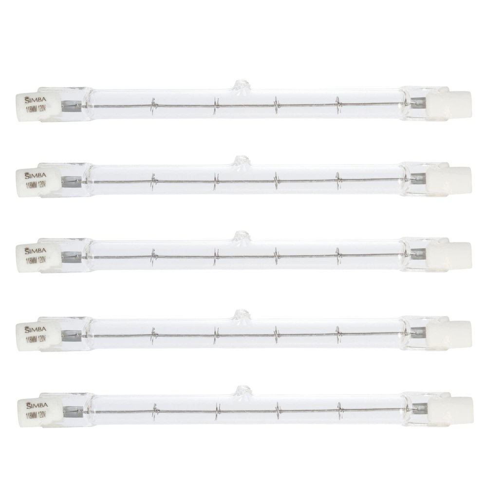 Simba Lighting Halogen R7S 118mm T3 150W Dimmable 1500lm 120V 2700K, 5 Pack