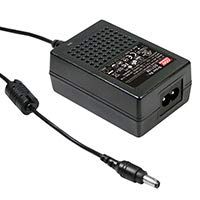 Mean Well GST18B12-P1J Desktop AC Adapters 18W 12V 1.5A, DC P1J Barrel Plug, 2.1mm I.D. x 5.5mm O.D. x 11mm Center Positive Female, 2 Pole AC Inlet IEC320-C8, Input: 85~264VAC, Level VI