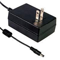 Mean Well GST18U48-P1J Wall Mount AC Adapter, 18W 48V 0.375A, DC P1J Barrel Plug, 2.1mm I.D. x 5.5mm O.D. x 11mm Center Positive Female, 2 Pole USA AC Plug, Input: 85~264VAC, Level VI