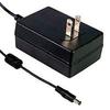 Mean Well GST18U48-P1J Wall Mount AC Adapter, 18W 48V 0.375A, DC P1J Barrel Plug, 2.1mm I.D. x 5.5mm O.D. x 11mm Center Positive Female, 2 Pole USA AC Plug, Input: 85~264VAC, Level VI view 1