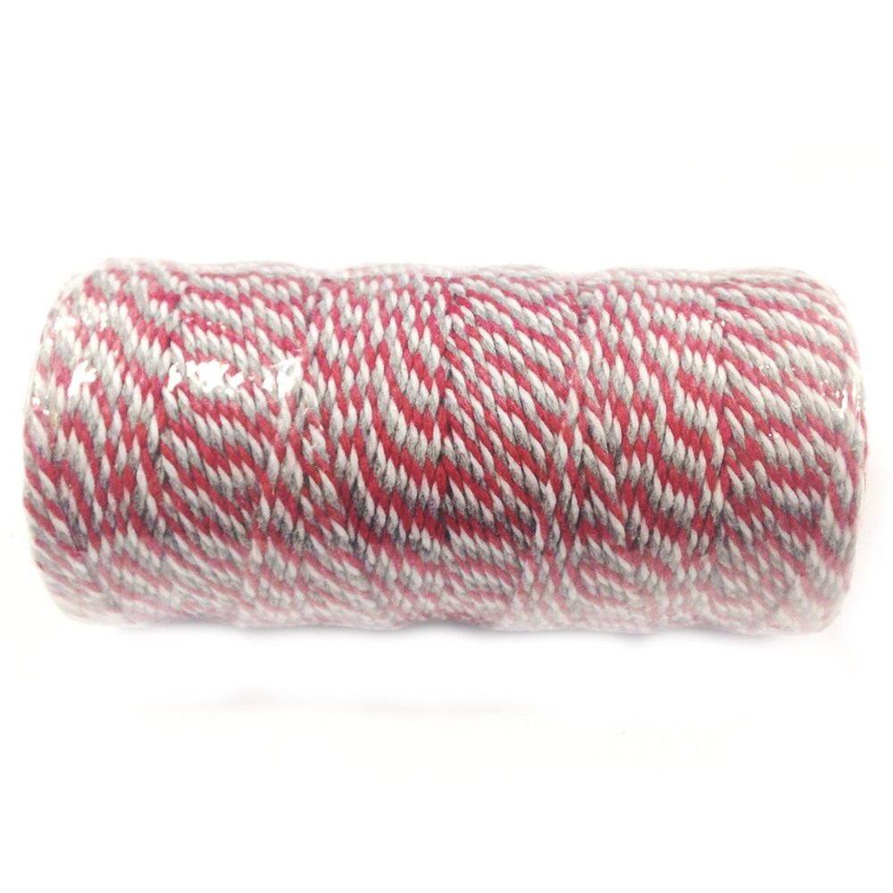 AllyDrew Cotton Baker's Twine 12ply 110 Yard, Red and Grey