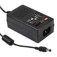 Mean Well GST25A48-P1J Desktop AC Adapter, 25W 48V 0.52A, DC P1J Barrel Plug, 2.1mm I.D. x 5.5mm O.D. x 11mm Center Positive Female, 3 Pole AC Inlet IEC320-C14, Input: 85~264VAC, Level VI