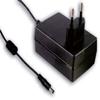 Mean Well GST25E18-P1J Wall Mount AC Adapter, 25W 18V 1.38A, DC P1J Barrel Plug, 2.1mm I.D. x 5.5mm O.D. x 11mm Center Positive Female, 2 Pin Euro AC Plug, Input: 85~264VAC, Level VI view 1