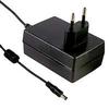 Mean Well GST25E09-P1J Wall Mount AC Adapter, 23W 9V 2.55A, DC P1J Barrel Plug, 2.1mm I.D. x 5.5mm O.D. x 11mm Center Positive Female, 2 Pin Euro AC Plug, Input: 85~264VAC, Level VI view 1