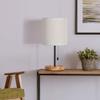 CADUKE Modern Table Lamp, Nightstand Desk Lamp, Bedside Lamp with Wood Base and Linen Shade for Living Room, Bedroom, Office, College Dorm view 3