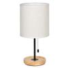 CADUKE Modern Table Lamp, Nightstand Desk Lamp, Bedside Lamp with Wood Base and Linen Shade for Living Room, Bedroom, Office, College Dorm view 4