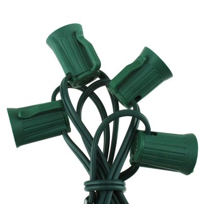 6 Pack of LITE-WAY Indoor/Outdoor 25 Pro-Series Light String, Green Light String with 25 C9 Sockets (Does Not Include Bulbs)