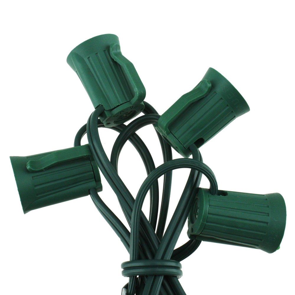 6 Pack of LITE-WAY Indoor/Outdoor 25 Pro-Series Light String, Green Light String with 25 C9 Sockets (Does Not Include Bulbs)