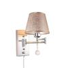ZJZTD Pull Chain Swing Arm Wall Sconce E27 Metal Crystal and Cloth Shade Living Room Bedroom Bedside Study Wall Lamp (Size : 30cm22cm) view 1