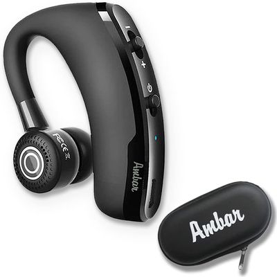Ambar Wireless Bluetooth Earpiece with Built-in Mic Ideal for Hands-Free Calling, Compatible with iPhone & Android Perfect for Driving, Office, and Business Use