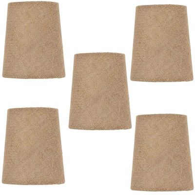 Upgradelights Set of Five Burlap 5 Inch Mini Clip On Chandelier Lamp Shades 4 X 5 X 4.5