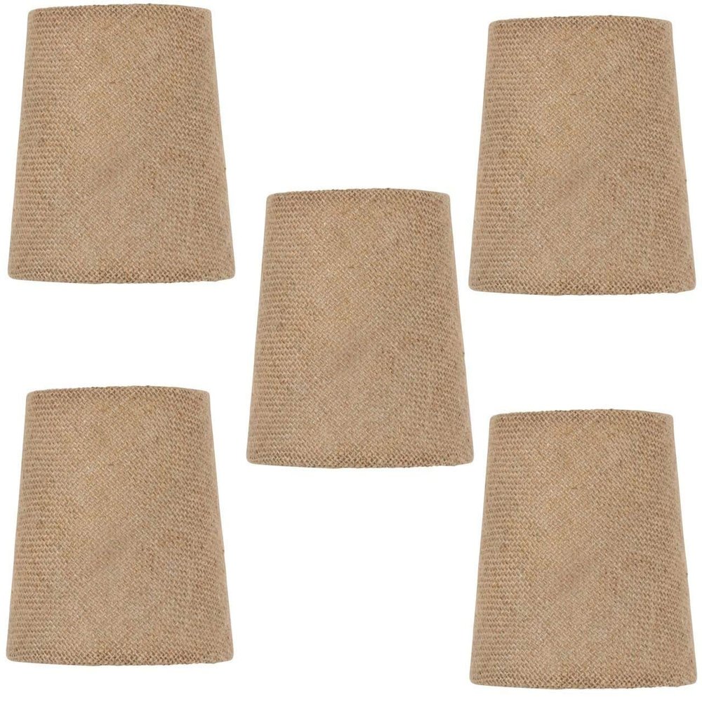 Upgradelights Set of Five Burlap 5 Inch Mini Clip On Chandelier Lamp Shades 4 X 5 X 4.5