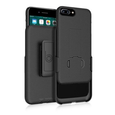 BELTRON Case with Belt Clip for iPhone 7/8 Plus, Ultra Slim Protective Shell Grip Case & Swivel Holster Combo with Built-in Kickstand (iPhone 7 Plus & iPhone 8 Plus ONLY) - Black