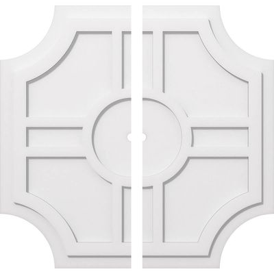 Ekena Millwork CMP32HS2-01000 Haus Architectural Grade PVC Contemporary, Two Piece Urethane Ceiling Medallions 32"OD x 1"ID x 10 1/2"C x 1"P