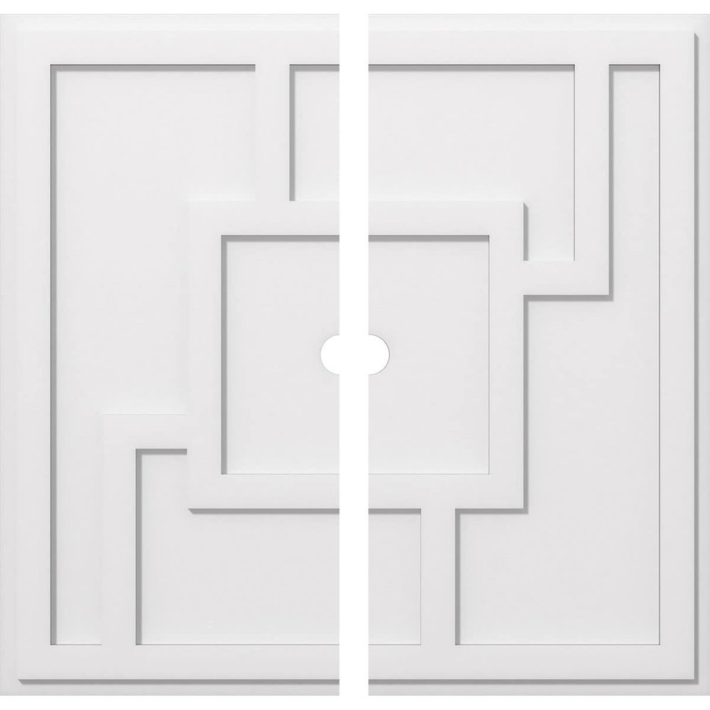 Ekena Millwork CMP34KX2-02000 Knox Architectural Grade PVC Contemporary, Two Piece Urethane Ceiling Medallions 34"OD x 2"ID x 11 3/4"C x 1"P