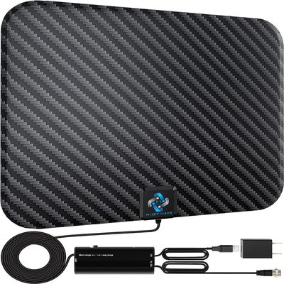 Amplified HD Digital TV Antenna Long 200 Miles Range - Support 4K 1080p Fire tv Stick and All TV's - Indoor Smart Switch Amplifier Signal Booster - 18ft HDTV Cable/AC Adapter