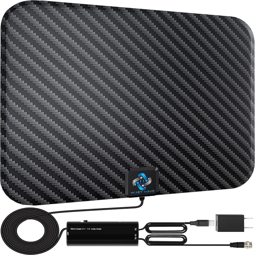Amplified HD Digital TV Antenna Long 200 Miles Range - Support 4K 1080p Fire tv Stick and All TV's - Indoor Smart Switch Amplifier Signal Booster - 18ft HDTV Cable/AC Adapter