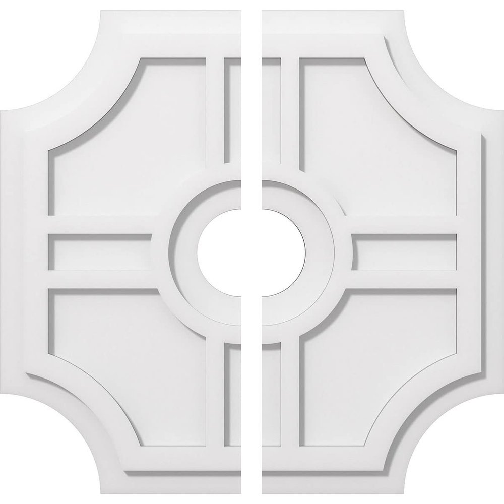 Ekena Millwork CMP22HS2-04000 Haus Architectural Grade PVC Contemporary, Two Piece Urethane Ceiling Medallions 22"OD x 4"ID x 7 1/4"C x 1"P