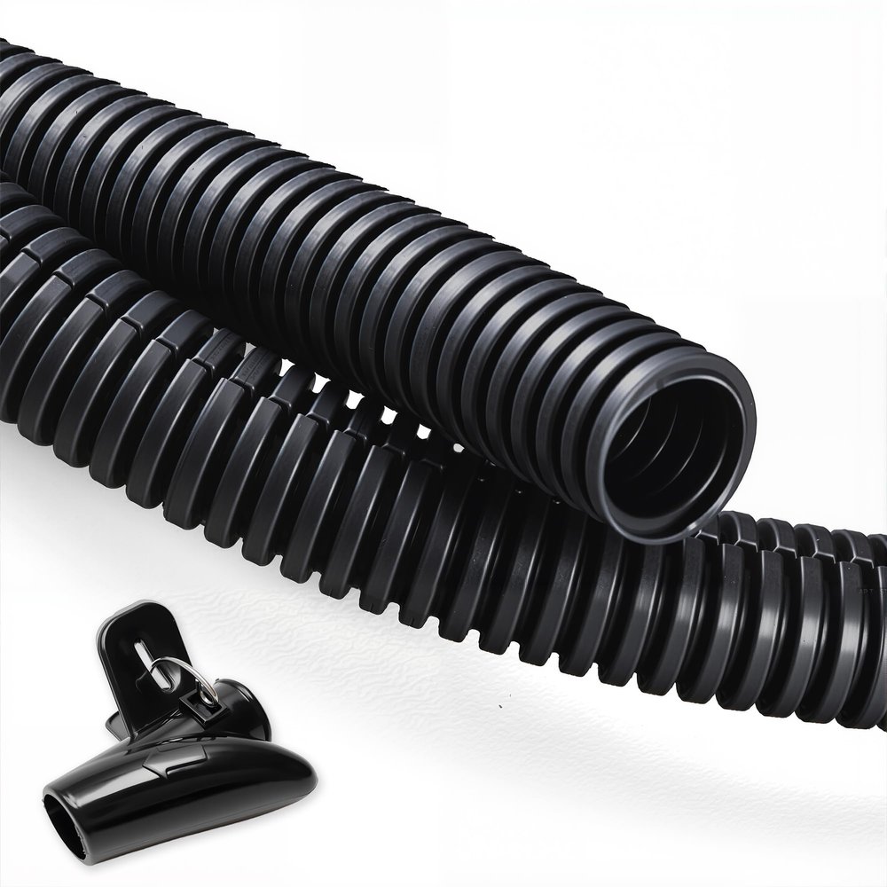 20FT 1/2 inch Wire Loom Split Tubing Auto Wire Conduit Flexible Cover Black
