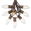 C9 Clear Outdoor Christmas Lights - 25 Foot Brown Wire Roofline Patio String Lights view 1