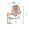 ZJZTD Plug-in Swing Arm Wall Sconce E27 Metal Crystal and Cloth Shade Living Room Bedroom Bedside Study Wall Lamp (Size : 32cm25cm) view 2