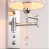 ZJZTD Plug-in Swing Arm Wall Sconce E27 Metal Crystal and Cloth Shade Living Room Bedroom Bedside Study Wall Lamp (Size : 32cm25cm) view 4