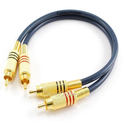 CablesOnline 1ft 2-RCA to 2-RCA Gold-Plated Male to Male Premium Grade DJ/Mixer/Stereo System Audio Cable (AV-4001G)