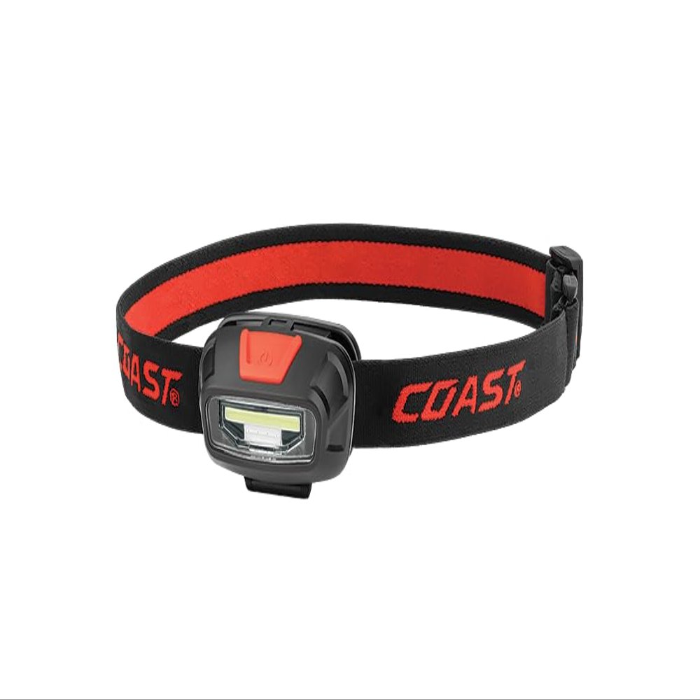 Coast FL13 255 Lumen Dual Color (White & Red) LED Headlamp, Batteries & Hard Hat Clips Included, Red