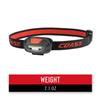 Coast FL13 255 Lumen Dual Color (White & Red) LED Headlamp, Batteries & Hard Hat Clips Included, Red view 2