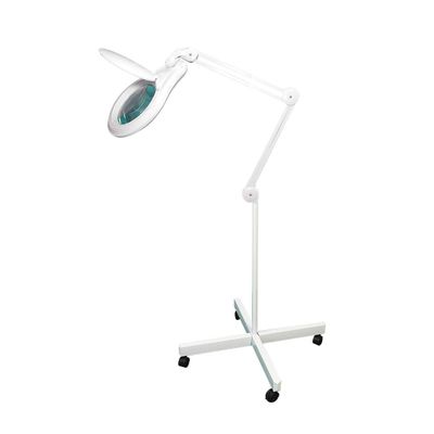 BoliOptics (Glass Lens) 5 Diopter, 2.25X Professional LED Magnifying Lamp on Rolling Floor Stand, Dimmable, 1200 Lumens 5600K-6000K Daylight Bright 60 SMD LED