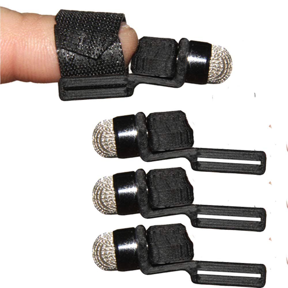 Finger Stylus 4 Pack - Much Longer Strap Added After Our 1 Star Review - for Smart Phones and Tablets - Use with Capacitive Touchscreens - Wearable Cell Phone Pen (Black)