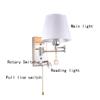 ZJZTD Wall Sconce Pull Chain and Knob Switch Bedroom Bedside Wall Lamp Metal & Cloth Lampshade Led Reading Lamp Work Lights (Size : 30cm*22cm) view 2