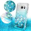 Compatible for Samsung Galaxy S7 Case, with [Temper Glass Screen Protector] SOGA Diamond Glitter Liquid Quicksand Cover Cute Girl Women Phone Case [Clear/Teal] view 2