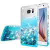 Compatible for Samsung Galaxy S7 Case, with [Temper Glass Screen Protector] SOGA Diamond Glitter Liquid Quicksand Cover Cute Girl Women Phone Case [Clear/Teal] view 3