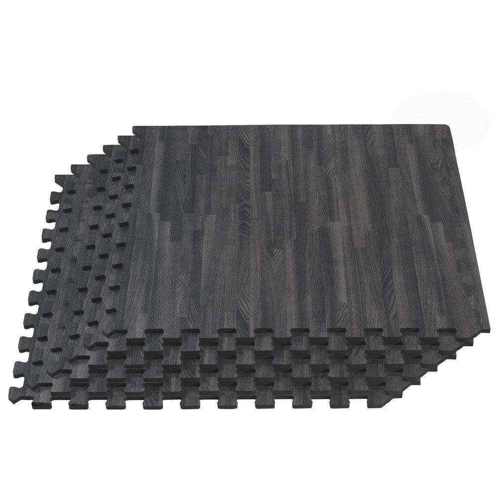 Forest Floor 5/8 Inch Thick Printed Foam Tiles, Premium Wood Grain Interlocking Foam Floor Mats, Anti-Fatigue Flooring, Carbon, 100 Sq Ft