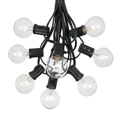 G40 25ft Outdoor Patio Cafe String Lights 25 Clear Globe Bulbs Indoor/Outdoor Black Wire