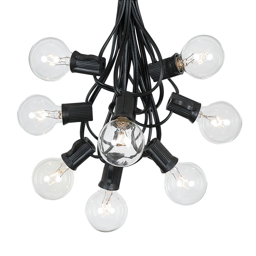 G40 25ft Outdoor Patio Cafe String Lights 25 Clear Globe Bulbs Indoor/Outdoor Black Wire