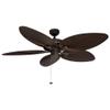 Honeywell Ceiling Fans Palm Island, 52 Inch Tropical Indoor Outdoor Ceiling Fan with No Light, Pull Chain, Dual Mounting Options, 5 Palm Leaf Blades, Wet-Rated - 50207-01 (Bronze) view 1