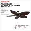 Honeywell Ceiling Fans Palm Island, 52 Inch Tropical Indoor Outdoor Ceiling Fan with No Light, Pull Chain, Dual Mounting Options, 5 Palm Leaf Blades, Wet-Rated - 50207-01 (Bronze) view 3