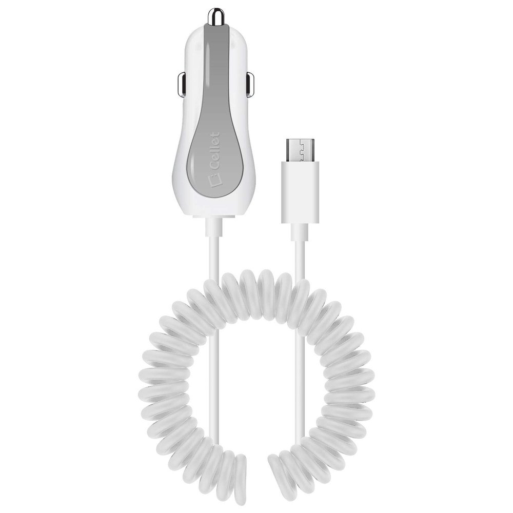 Cellet Fast Charging 2.4 Amp Dual USB Car Charger with 6ft Micro USB Cable