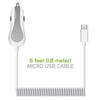 Cellet Fast Charging 2.4 Amp Dual USB Car Charger with 6ft Micro USB Cable view 3