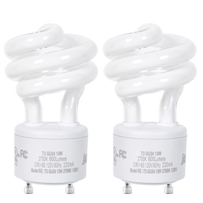 JACKYLED T3 UL-Listed GU24 CFL Light Bulbs, 2700K Compact Flourescent Bulbs
